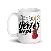 Music Never Sleeps White glossy mug