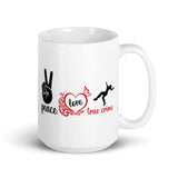 Peace Love & True Crime White glossy mug