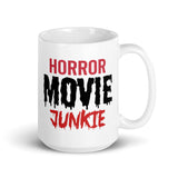 Horror Movie Junkie White glossy mug