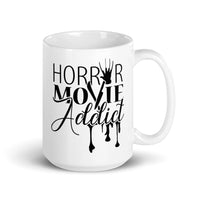 Horror Movie Addict White glossy mug