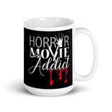 Horror Movie Addict White glossy mug