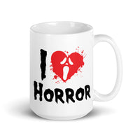 I Love Horror White glossy mug