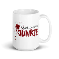 Horror Movie Junkie White glossy mug