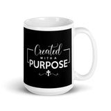 Created with a Purpose White glossy mug