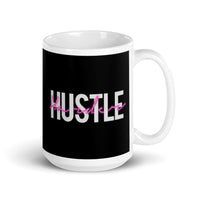 Hustle Harder White glossy mug