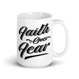 Faith Over Fear White glossy mug