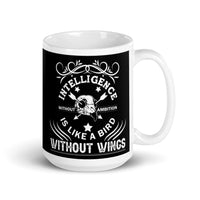 Intelligence Without Ambition White glossy mug