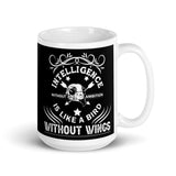 Intelligence Without Ambition White glossy mug