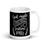 God Made Jesus Saved & Southern Raised White glossy mug