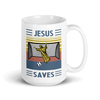 Jesus Saves White glossy mug