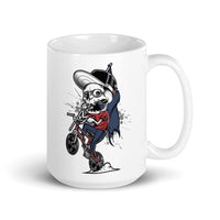 Skull Biker White glossy mug