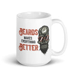 Beards Make Everything Better White glossy mug