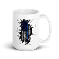 Thin Blue Line Flag White glossy mug