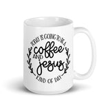 Coffee and Jesus White glossy mug