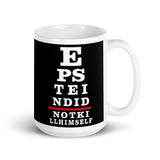 Epstein Eye Chart White glossy mug