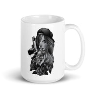 Gun Girl White glossy mug