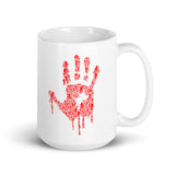 Zombie Bloody Handprint White glossy mug