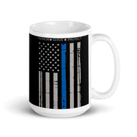 Thin Blue Line (Honor Serve Protect) White glossy mug