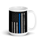 Thin Blue Line (Honor Serve Protect) White glossy mug