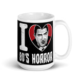 I Heart 80s Horror White glossy mug