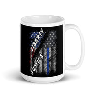 Liberty and Justice White glossy mug