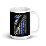 Liberty and Justice White glossy mug