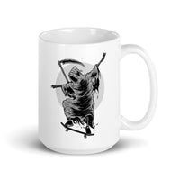 Skate Boarding Reaper White glossy mug