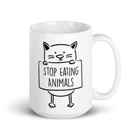 Stop Eating Animals White glossy mug