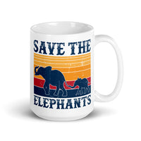 Save the Elephants White glossy mug