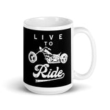 Live to Ride White glossy mug