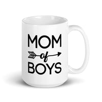 Mom of Boys White glossy mug