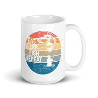 Eat Sleep Fish Repeat White glossy mug