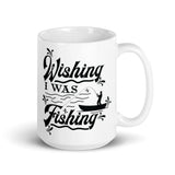 Wishing I Was Fishing White glossy mug