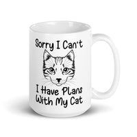 Plans with My Cat White glossy mug