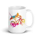 Bike Cat White glossy mug