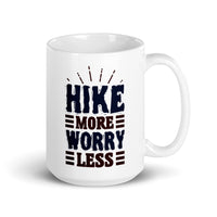 Hike More Worry Less White glossy mug