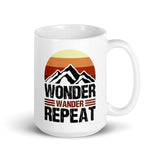 Wonder Wander Repeat White glossy mug