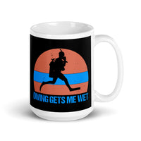 Diving Gets Me Wet White glossy mug