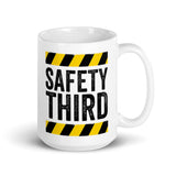 Safety Third White glossy mug