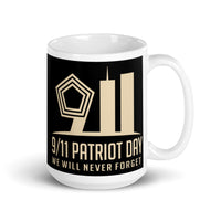 Never Forget 9/11 Patriot Day White glossy mug