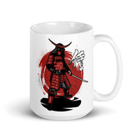 Red Samuri White glossy mug