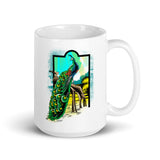 Peacock White glossy mug