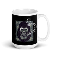 Smoking Gorilla White glossy mug