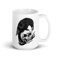 Skull Crow White glossy mug