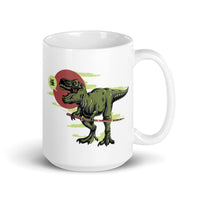 T-Rex with Sword White glossy mug