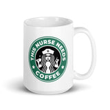 This Nurse Needs Coffee White glossy mug