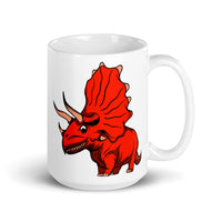 Monster Triceratops White glossy mug