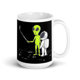 Alien Selfie White glossy mug