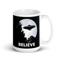 Believe (UFO Moon) White glossy mug