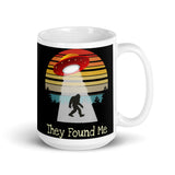 They Found Me (Bigfoot) White glossy mug